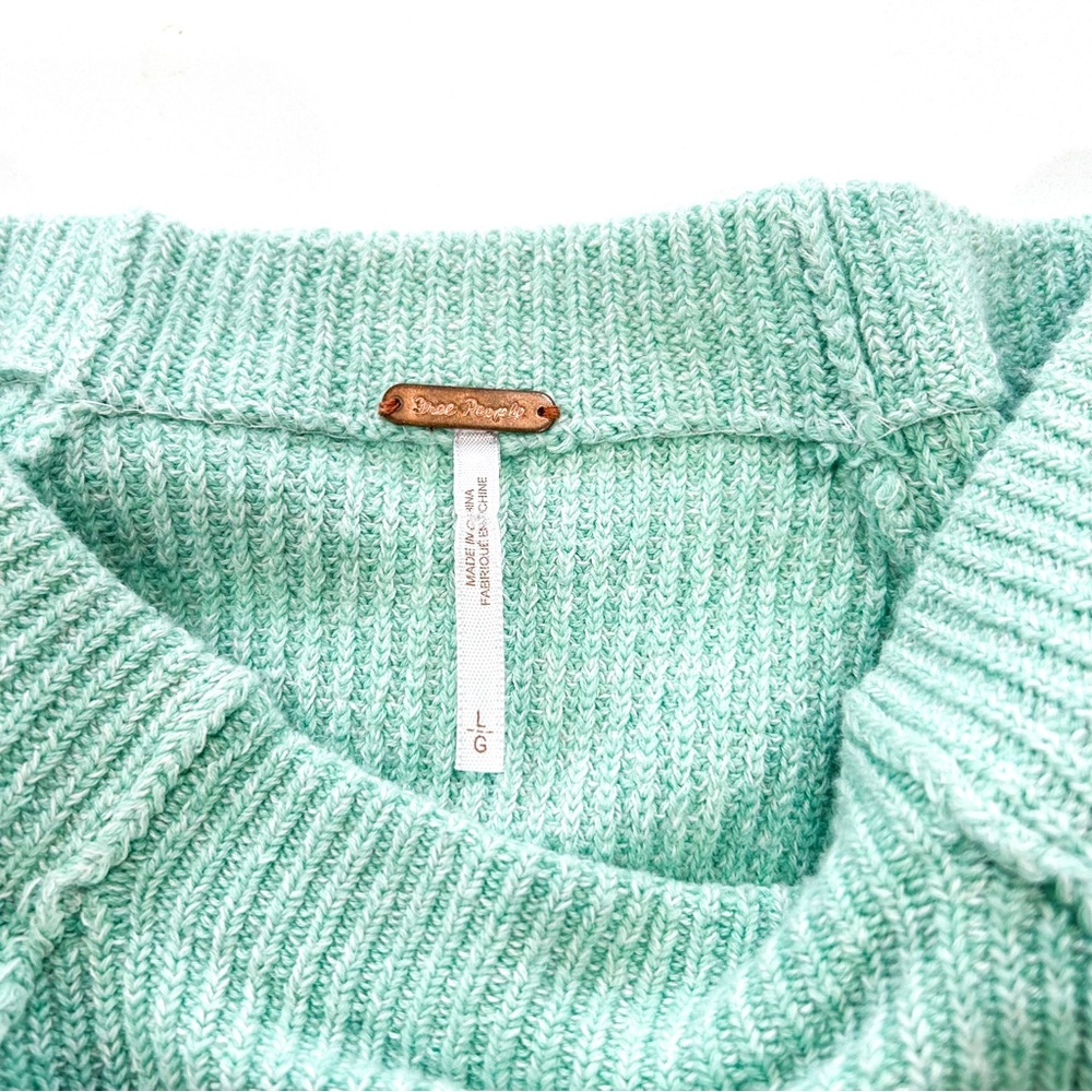 Free People Too Good Pullover Mint Green Mock Neck Sweater Size L - Picture 13 of 16